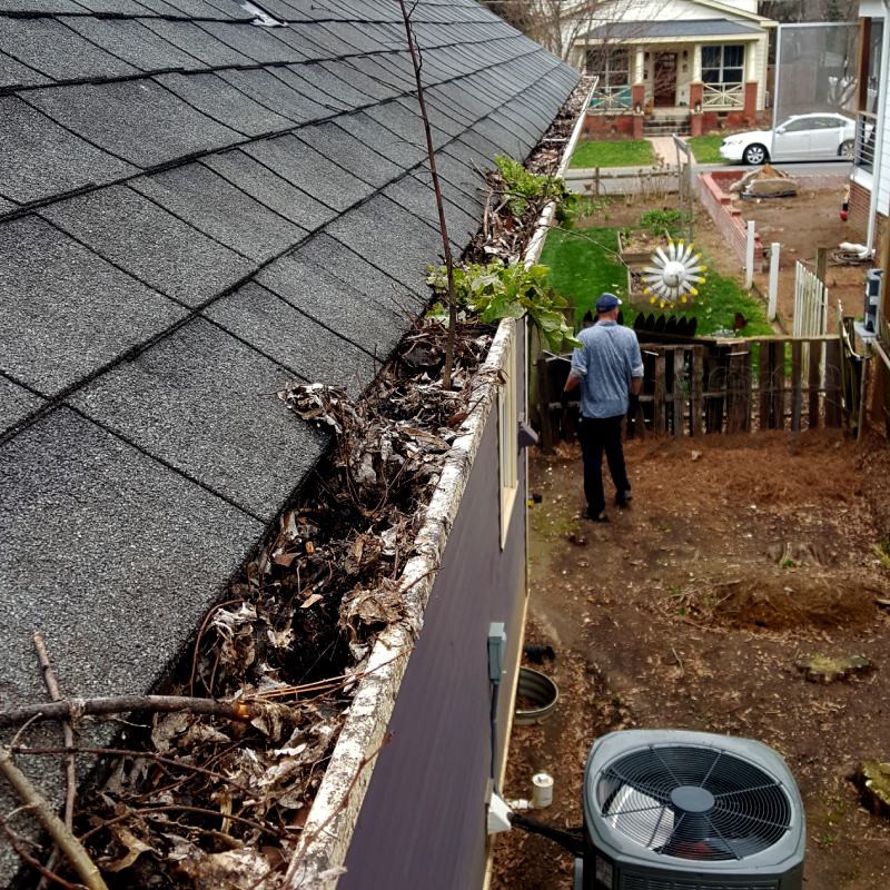 Before Gutter Cleaning Services of House in Indian Trail